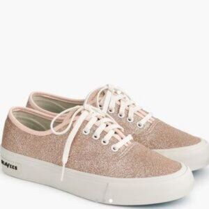 SEAVEES x J CREW Rose Gold Sparkle Glitter Classic Legend Tie Sneaker Sz 9.5